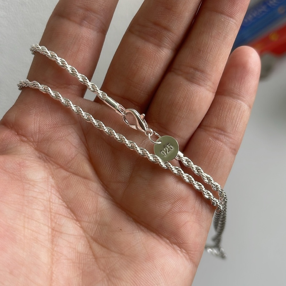 - 925 Sterling Silver Rope Chain - Picture 5 of 10